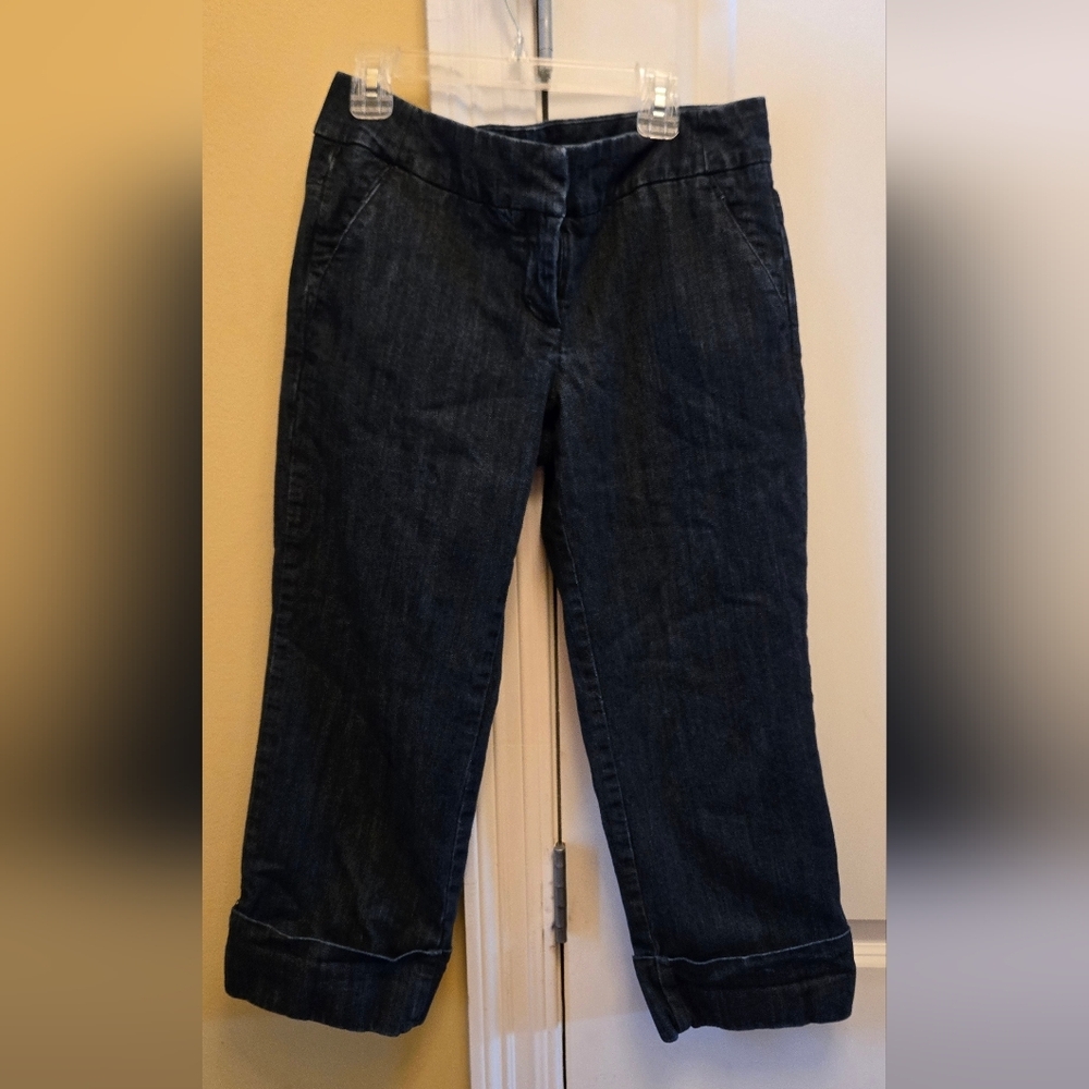 New York & Company Womens Navy Cuffed Trouser Capri Size 4